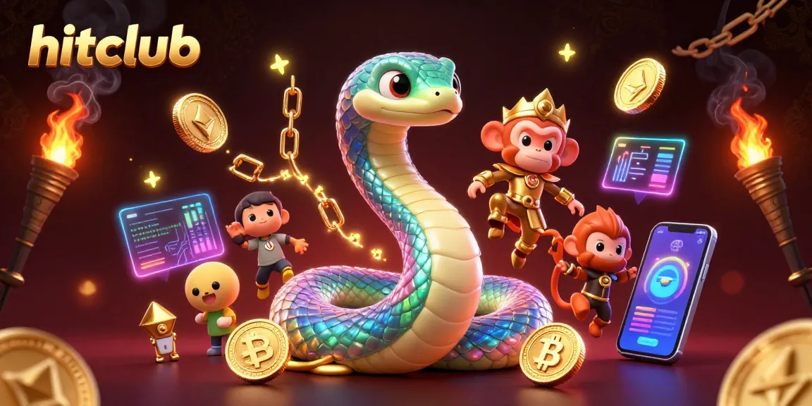 Join the excitement at hitclub with a rainbow serpent and monkey king amidst dazzling crypto elements.
