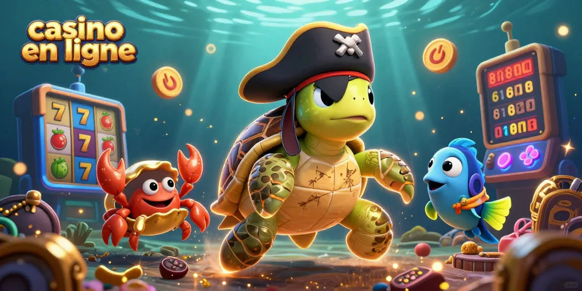 Les joueurs de casino en ligne s'immergent dans l'univers du jeu avec une tortue pirate et son trésor.